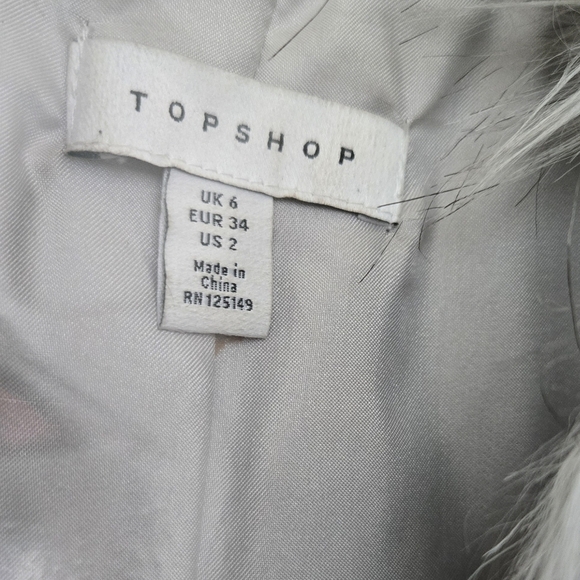 Topshop Faux Fur Grey Shag Coat Jacket Grey White - Picture 5 of 9